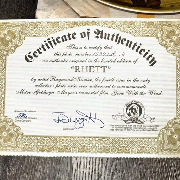 Knowles 1981 Gone With The Wind Rhett Plate Limited Edition Plate #15343E NIB - Picture 3 of 7